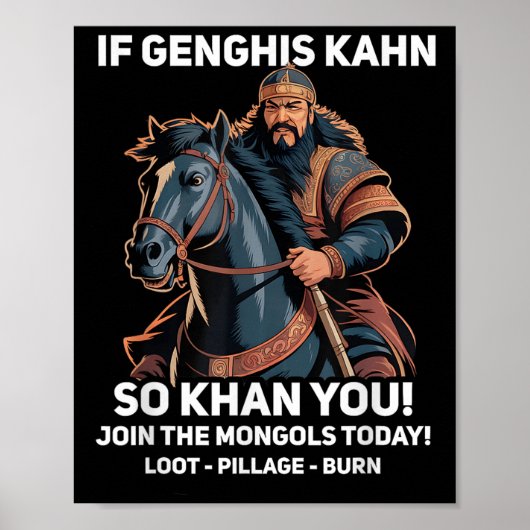 Grappig Genghis Khan Quote Grappige Mongolië Gesch Poster (Voorkant)