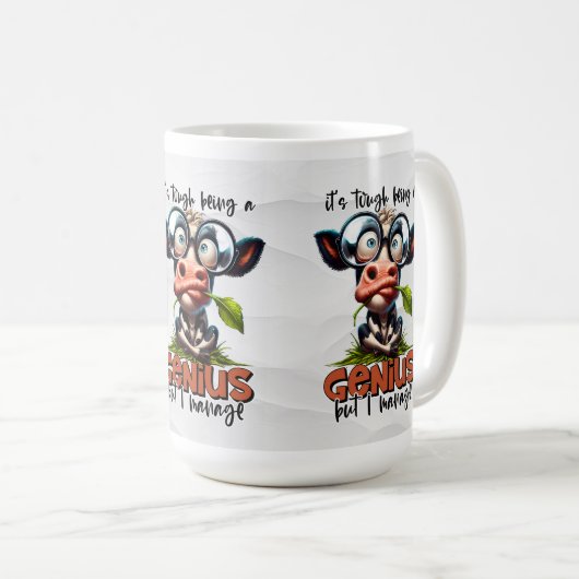 Grappig Genius Slimme Persoon met Goofy Koeien Koffiemok (Voorkant rechts)