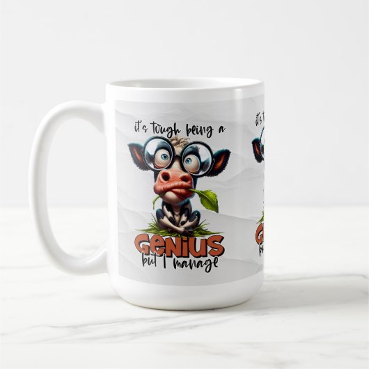 Grappig Genius Slimme Persoon met Goofy Koeien Koffiemok (Links)