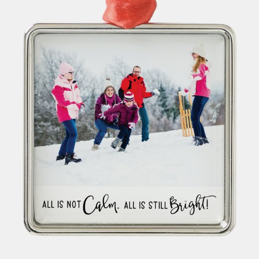 Grappig genoeg is de Calm Holiday Foto niet Metalen Ornament (Voorkant)