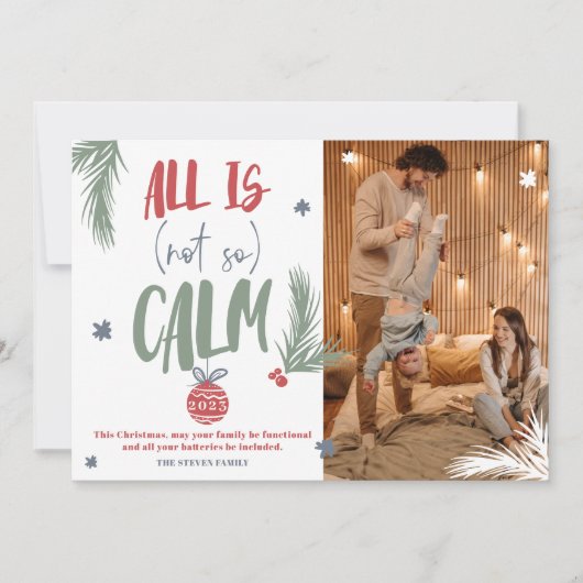 Grappig genoeg is het geen kalm foto-kerstscript. feestdagenkaart (Voorkant)