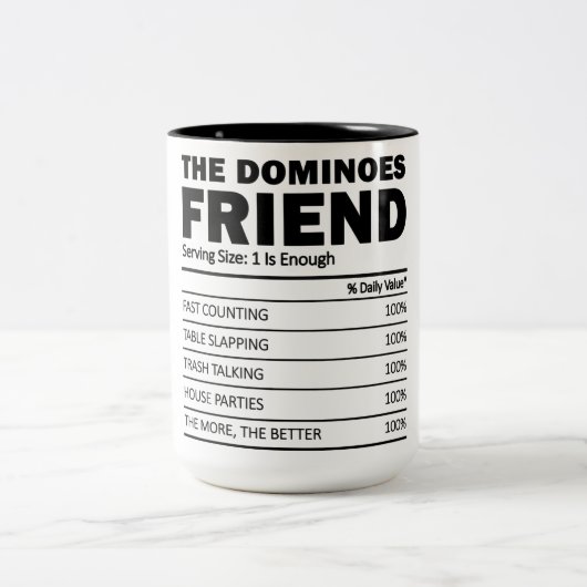 Grappig genoeg zijn de "Always Dominoes Friend Nut Tweekleurige Koffiemok (Center)