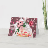 Grappig Gentleman Pig Happy Valentine's Day Kaart (Voorkant)