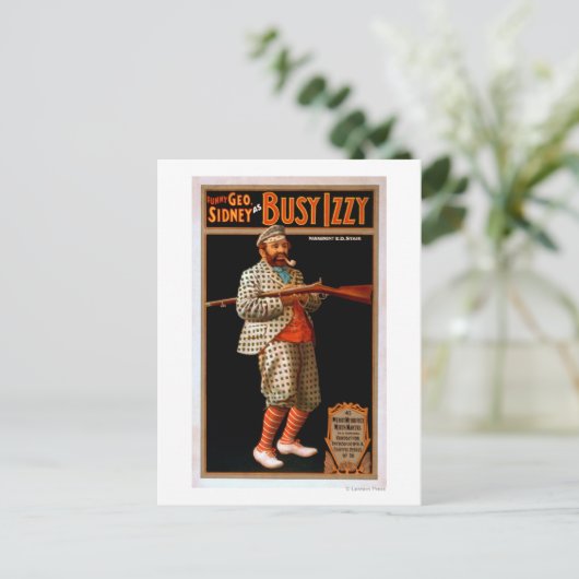 Grappig Geo. Sidney as Busy Izzy Theater Poster Briefkaart (Staand voorkant)