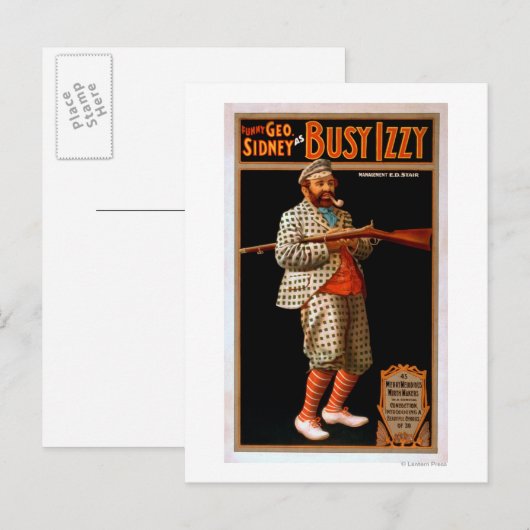 Grappig Geo. Sidney as Busy Izzy Theater Poster Briefkaart (Voorkant / Achterkant)