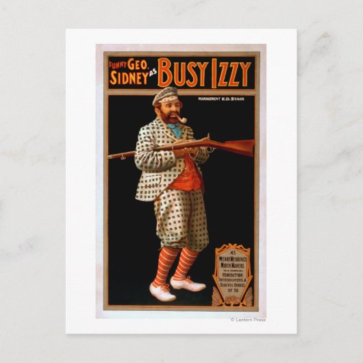 Grappig Geo. Sidney as Busy Izzy Theater Poster Briefkaart (Voorkant)
