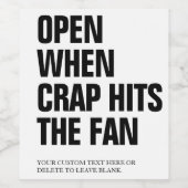 Grappig geopend wanneer crap de aangepaste tekst v wijn etiket (Enkel label)