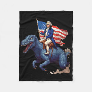 Grappig George Washington die op een Tyrannosaurus Fleece Deken