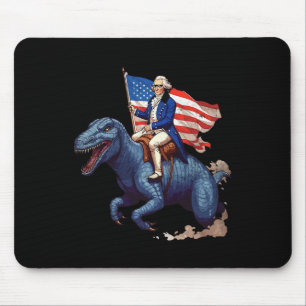 Grappig George Washington die op een Tyrannosaurus Muismat
