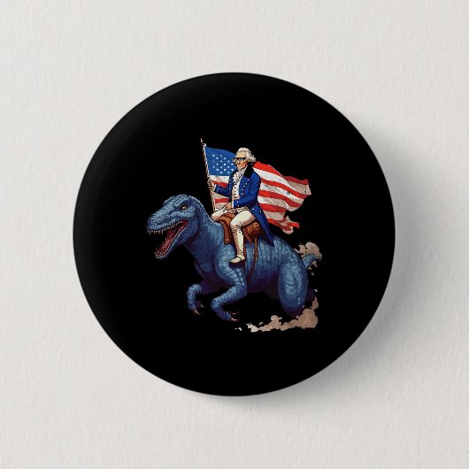 Grappig George Washington die op een Tyrannosaurus Ronde Button 5,7 Cm (Voorkant)