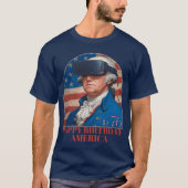 Grappig George Washington VR Happy Birthday Amerik T-shirt (Voorkant)
