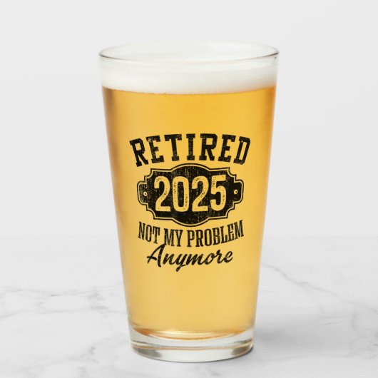 Grappig Gepensioneerd 2025 Pensioen voor mannen vr Glas (Voorkant gevuld)