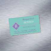 Grappig Gepensioneerd, Blauwgroen & Paarse, DIY Ga Magnetisch Visitekaartje (Voorbeeld)