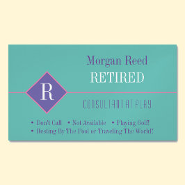 Grappig Gepensioneerd, Blauwgroen & Paarse, DIY Ga Magnetisch Visitekaartje