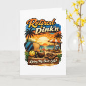 Grappig Gepensioneerd & Drinkend Strand Zonsonderg Kaart (Gele Bloem)