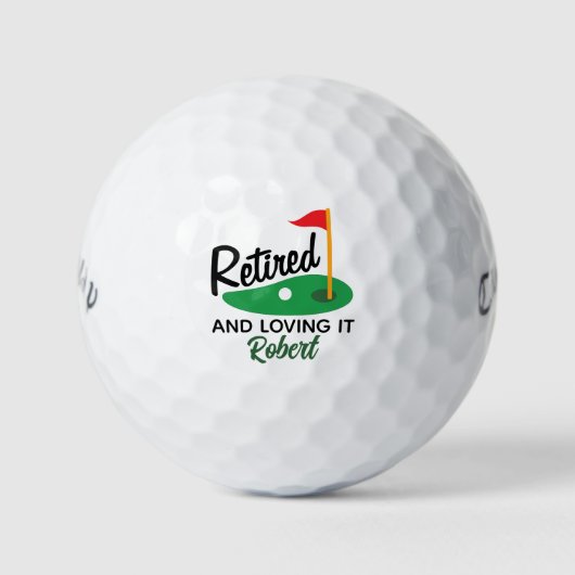 Grappig Gepensioneerd en houden van het aangepaste Golfballen (Voorkant)