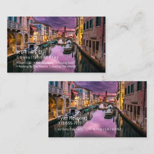 Grappig Gepensioneerd, Italiaans kanaal, DIY Beroe Visitekaartje (Voorkant / Achterkant)