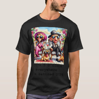 Grappig Gepensioneerd Koppel en Koele Pug op Vakan T-shirt