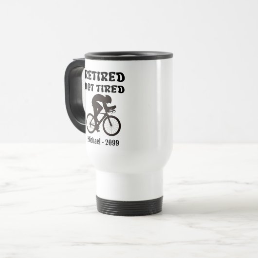 Grappig Gepensioneerd Niet Moe Fietser Reisbeker (Voorkant links)