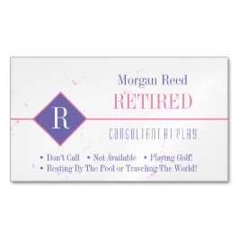 Grappig Gepensioneerd, Roze Marmer, DIY Roze & Paa Magnetisch Visitekaartje