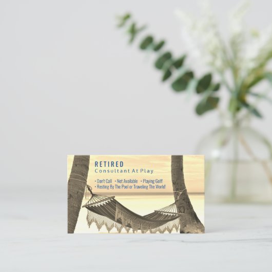 Grappig Gepensioneerd, Strandhangmat, DIY Professi Visitekaartje (Staand voorkant)