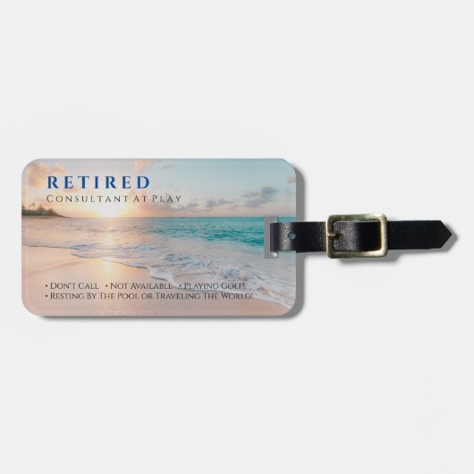 Grappig Gepensioneerd, Sunset Beach, Beroep Gag Bagagelabel (Voorkant horizontaal)