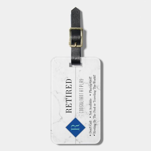 Grappig Gepensioneerd, wit marmer, beroep Gag Bagagelabel (Voorkant verticaal)