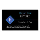 Grappig Gepensioneerd, Zwart & Blauw, DIY Gag Magnetisch Visitekaartje (Voorkant)