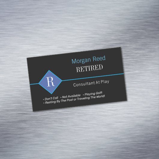 Grappig Gepensioneerd, Zwart & Blauw, DIY Gag Magnetisch Visitekaartje (Voorbeeld)