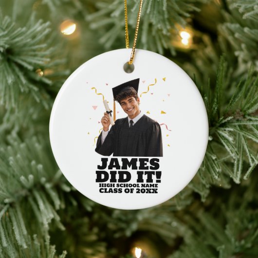 Grappig gepersonaliseerd afstudeerfeest aangepaste keramisch ornament (Boom)