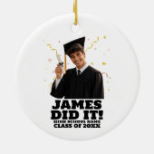 Grappig gepersonaliseerd afstudeerfeest aangepaste keramisch ornament (Achterkant)
