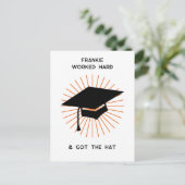 Grappig gepersonaliseerd Afstuderen Aankondigingskaart (Staand voorkant)