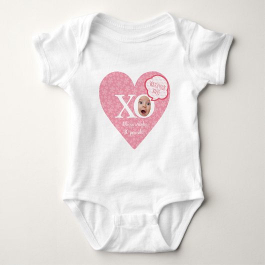 Grappig gepersonaliseerd baby gezicht baby draag|  romper (Voorkant)