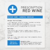 Grappig gepersonaliseerd blauw voorschrift wijn etiket (Enkel label)