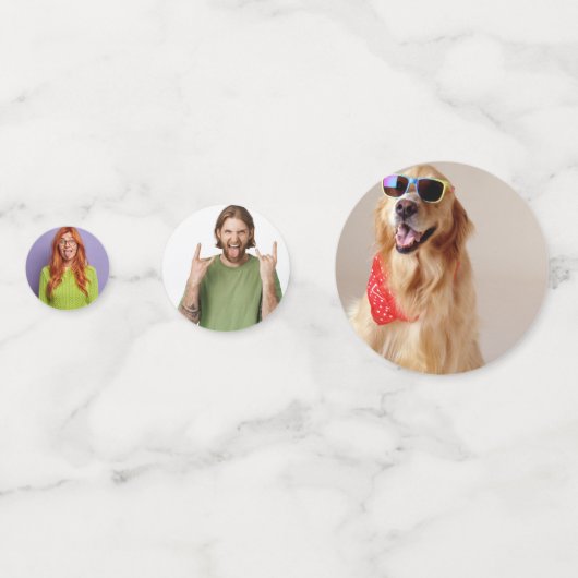 Grappig gepersonaliseerd feesthoofd aangepaste fot confetti (Voorkanten)