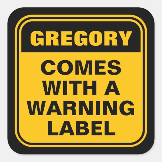 Grappig gepersonaliseerd geel komt met waarschuwin vierkante sticker (Voorkant)