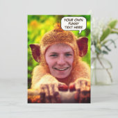 Grappig gepersonaliseerd gezicht in het gat aap kaart (Staand voorkant)