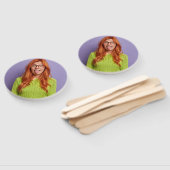 Grappig gepersonaliseerd gezicht op een stok aange handwaaier (Niet-gemonteerd)