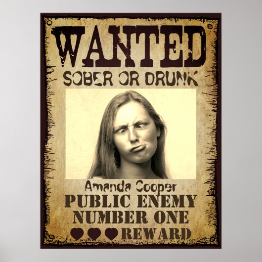 Grappig gepersonaliseerd gezocht poster (Voorkant)
