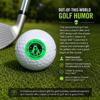Grappig gepersonaliseerd golf cadeau UFO Alien Gro Golfballen