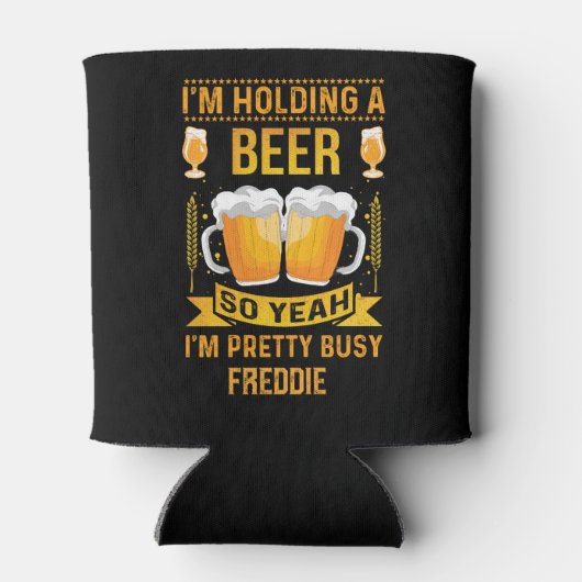 Grappig gepersonaliseerd houden van een bier blikjeskoeler (Achterkant)