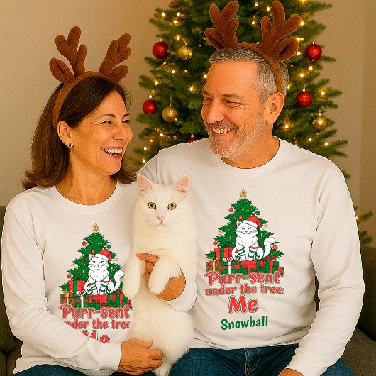 Grappig gepersonaliseerd knuffelkat kerst cadeau t-shirt