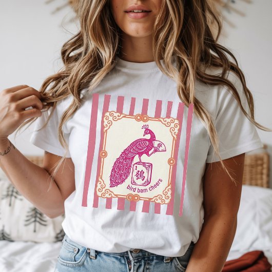 Grappig gepersonaliseerd Mahjong Bird Bam Queen Ro T-shirt
