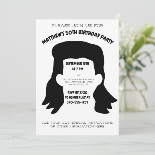 Grappig gepersonaliseerd mullet kapsel verjaardags kaart (Staand voorkant)