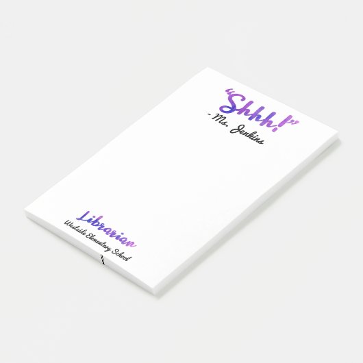 Grappig gepersonaliseerd Shhh! Schoollibrarian Quo Post-it® Notes (Schuin)