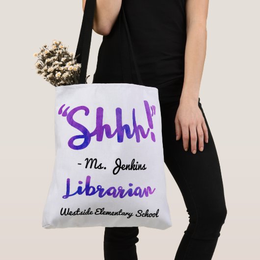 Grappig gepersonaliseerd Shhh! Schoollibrarian Quo Tote Bag (Dichtbij)
