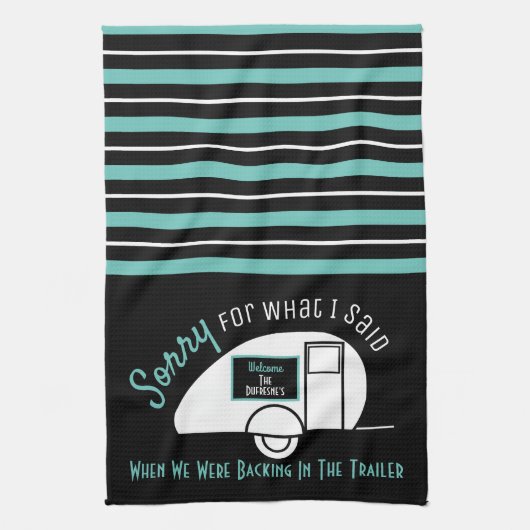 Grappig gepersonaliseerd "Sorry toen we..." Keuken Theedoek (Verticaal)