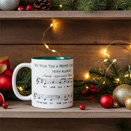 Grappig gepersonaliseerd "We wensen je een vrolijk Tweekleurige Koffiemok