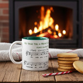 Grappig gepersonaliseerd "We wensen je een vrolijk Tweekleurige Koffiemok