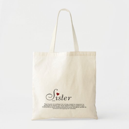 Grappig gepersonaliseerd zusje definitie Canvas ta Tote Bag (Voorkant)